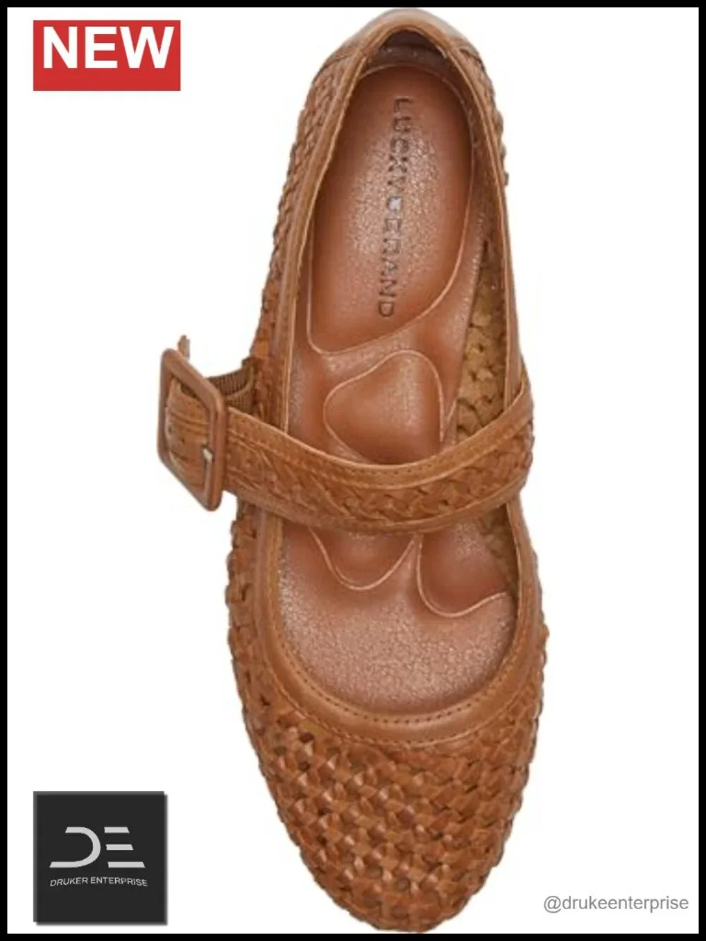 Lucky Brand Women's Millit Leather Mary Jane Flat Buckle Slip On